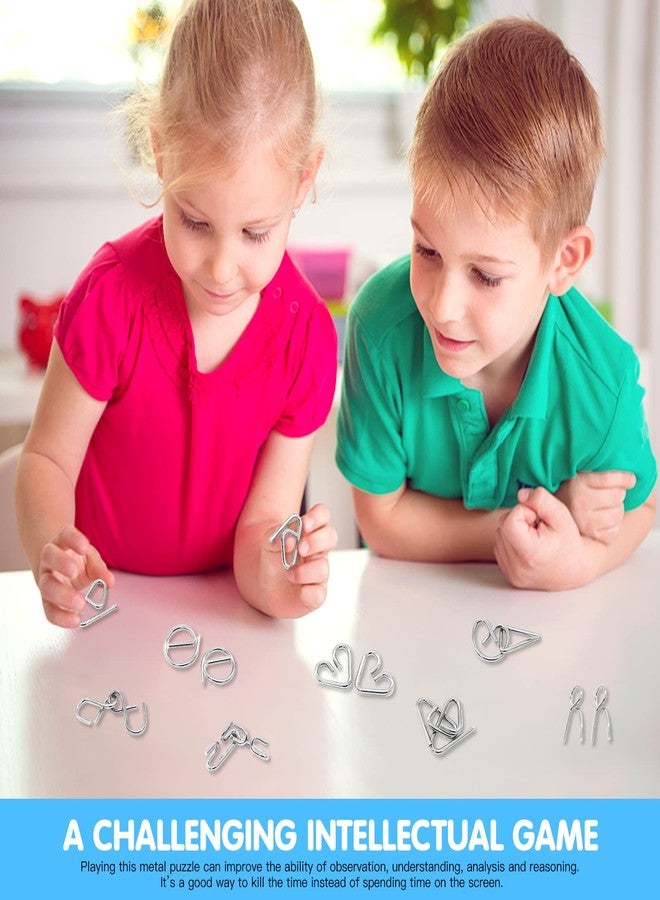 Padike Metal Wire Puzzle 16-Piece Set with Pouch - IQ Test Brain Teaser Disentanglement Chinese Ring Fidget Toy for Kids & Adults - Portable Party Favor - Image 5